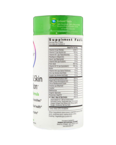 Витамины для ногтей, волос и кожи, Nail, Hair & Skin Connection, Food-Based Formula, Rainbow Light, 60 таблеток