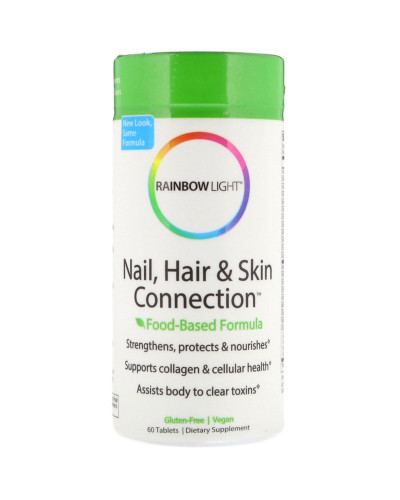 Витамины для ногтей, волос и кожи, Nail, Hair & Skin Connection, Food-Based Formula, Rainbow Light, 60 таблеток