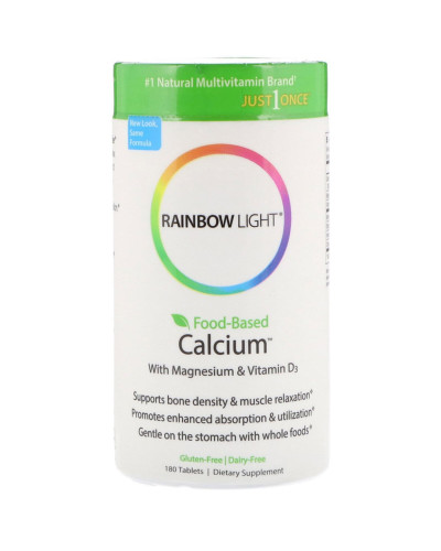 Кальцій з Магнієм і Вітаміном D3, Food-Based Calcium with Magnesium & Vitamin D3, Rainbow Light, 180 таблеток