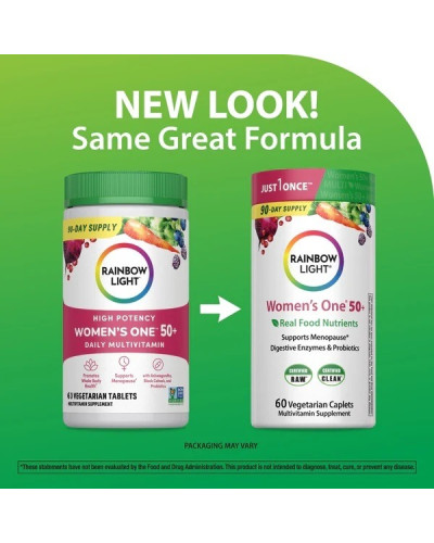 Мультивитамины для женщин 50+, Women's One 50+, High Potency, Rainbow Light, 60 таблеток Мультивитамины для женщин 50+, Women's One 50+, High Potency, Rainbow Light, 60 таблеток