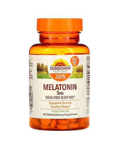 Мелатонин, 5 мг, Melatonin, Sundown Naturals, 90 таблеток