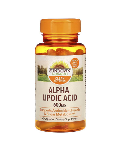 Альфа-липоевая кислота, 600 мг, Alpha Lipoic Acid, Sundown Naturals, 60 капсул