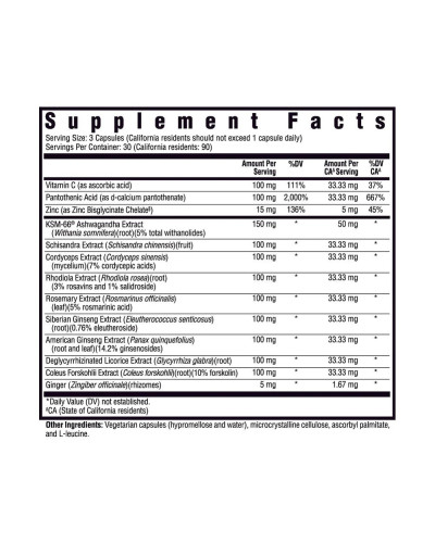 Поживні речовини для надниркових залоз, Adrenal Nutrients, Seeking Health, 90 капсул