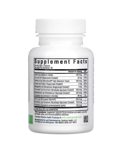 Комплекс мікроелементів без заліза, Trace Minerals Complex, Iron Free, Seeking Health, 30 вегетаріанських капсул