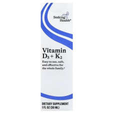 УЦЕНКА Витамин D3+K2 в каплях, Vitamin D3+K2 Drops, Seeking Health, 30 мл (поврежденная коробка)
