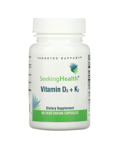 Вітамін D3+K2, 5000 МО та 100 мкг, Vitamin D3+K2, Seeking Health, 60 вегетаріанських капсул