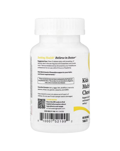 Мультивітаміни для дітей від 4 років, Kids Multivitamin Chewable, Seeking Health, 60 жувальних таблеток Мультивітаміни для дітей від 4 років, Kids Multivitamin Chewable, Seeking Health, 60 жувальних таблеток