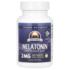 Мелатонин медленного высвобождения, 2 мг, Melatonin, Source Naturals, 240 таблеток