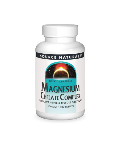 Магній Хелат, 100 мг, Magnesium Chelate Complex, Source Naturals, 100 таблеток
