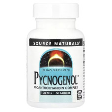 Пикногенол, 100 мг, Экстракт Сосновой Коры, Pycnogenol, Source Naturals, 60 таблеток