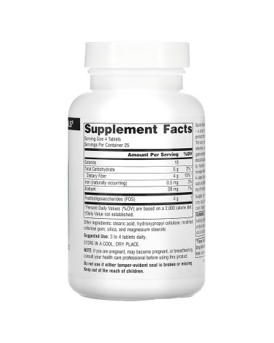 Пребиотик, фруктоолигосахариды, FOS, Source Naturals, 100 таблеток