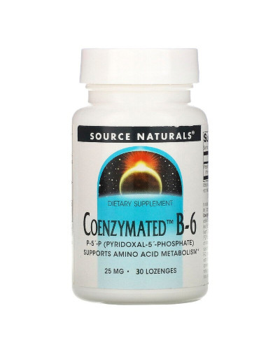 Коензим Вітаміну B6, 25 мг, Coenzymated™ Vitamin B6, Source Naturals, 30 таблеток для розсмоктування