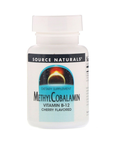 Метилкобаламін, Вітамін В12, 5 мг, Смак Вишні, MethylCobalamin Vitamin B12, Source Naturals, 30 таблеток для розсмоктування