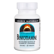 Бенфотиамин, 150 мг, Benfotiamine, Source Naturals, 30 таблеток