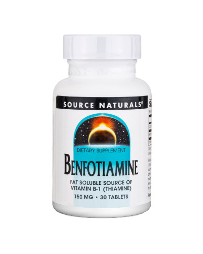 Бенфотіамін, 150 мг, Benfotiamine, Source Naturals, 30 таблеток