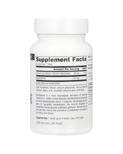Бенфотиамин, 150 мг, Benfotiamine, Source Naturals, 120 таблеток