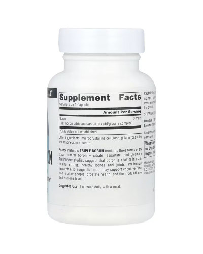 Бор тройной, 3 мг, Triple Boron, Source Naturals, 100 капсул