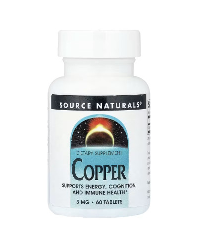 Мідь, 3 мг, Copper, Source Naturals, 60 таблеток