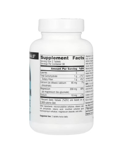Магній гліцинат, Magnesium Glycinate, Source Naturals, 60 таблеток