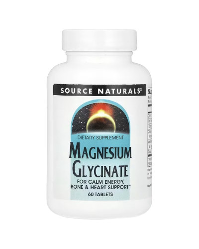 Магній гліцинат, Magnesium Glycinate, Source Naturals, 60 таблеток