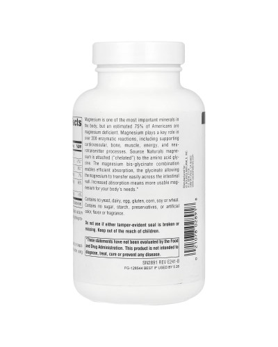 Магній гліцинат, Magnesium Glycinate, Source Naturals, 120 таблеток