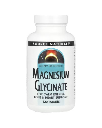 Магній гліцинат, Magnesium Glycinate, Source Naturals, 120 таблеток