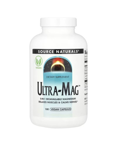Ультра Магній та Вітамін B6, Ultra-Mag, Source Naturals, 180 веганських капсул