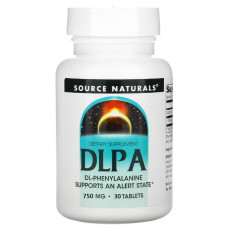 DLPA (фенилаланин) 750мг, Source Naturals, 30 таблеток