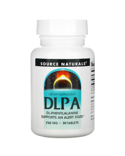 DLPA (фенілаланін) 750мг, Source Naturals, 30 таблеток