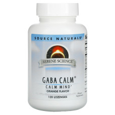 GABA (гамма-аминомасляная кислота), Вкус Апельсина, Serene Science, Source Naturals, 120 таблеток для рассасывания