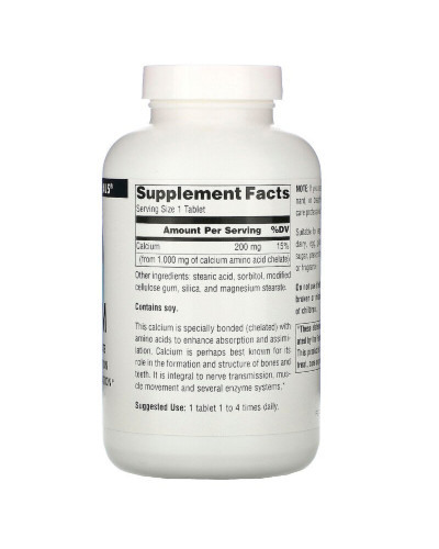 Кальцій в Амінокислотному Хелаті, Source Naturals, 250 таблеток Кальцій в Амінокислотному Хелаті, Source Naturals, 250 таблеток