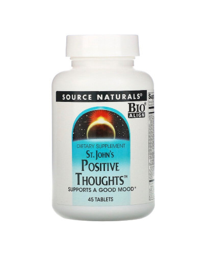 Комплекс для Поддержки Хорошего Настроения, St. John's Positive Thoughts, Source Naturals, 45 таблеток