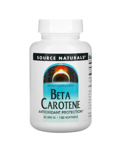 Бета Каротин (Вітамін А) 25000IU, Source Naturals, 100 желатинових капсул