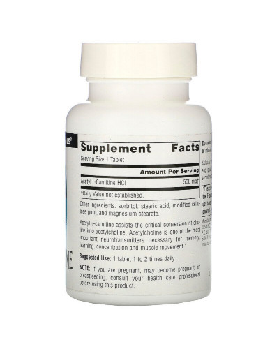 Ацетил-L-Карнитин 500 мг, Acetyl L-Carnitine, Source Naturals, 60 таблеток Ацетил-L-Карнитин 500 мг, Acetyl L-Carnitine, Source Naturals, 60 таблеток