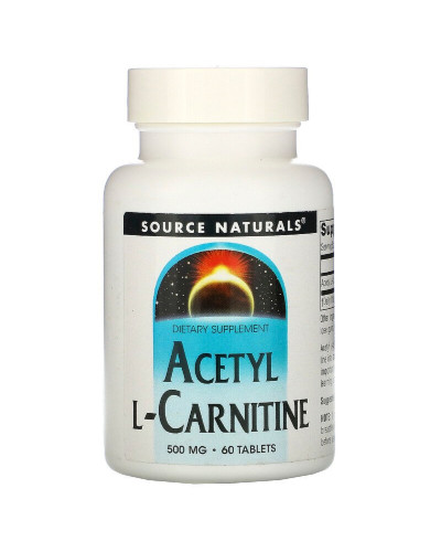 Ацетил-L-Карнитин 500 мг, Acetyl L-Carnitine, Source Naturals, 60 таблеток
