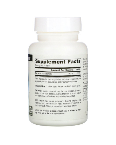 Ніацин, Вітамін В3, 100 мг, Niacin, Source Naturals, 100 таблеток