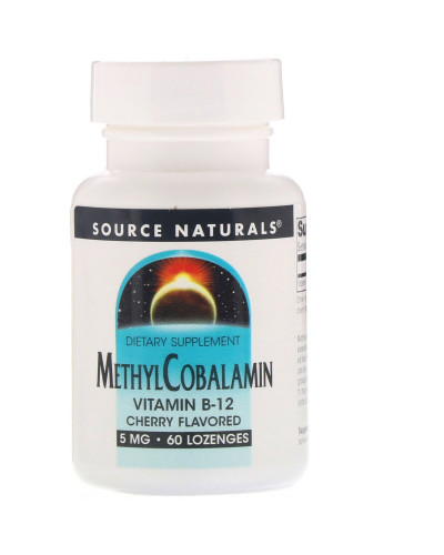 Метилкобаламін (В12) 5мг, Смак Вишні, Source Naturals, 60 таблеток для розсмоктування
