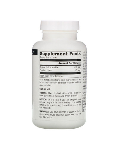 Бетаин HCI 650мг, Source Naturals, 90 таблеток
