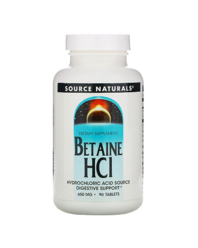 Бетаин HCI 650мг, Source Naturals, 90 таблеток