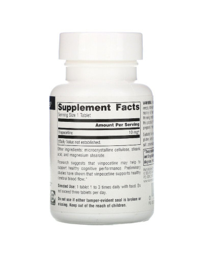 Вінпоцетин, 10 мг, Vinpocetine, Source Naturals, 60 таблеток