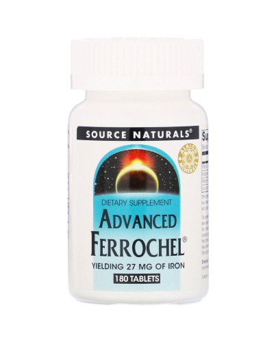 Залізо, вдосконалена формула, Advanced Ferrochel, Source Naturals, 180 таблеток