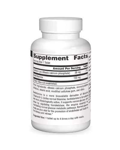 Бенфотіамін, 150 мг, Benfotiamine, Source Naturals, 60 таблеток
