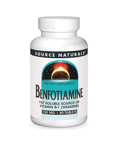 Бенфотіамін, 150 мг, Benfotiamine, Source Naturals, 60 таблеток