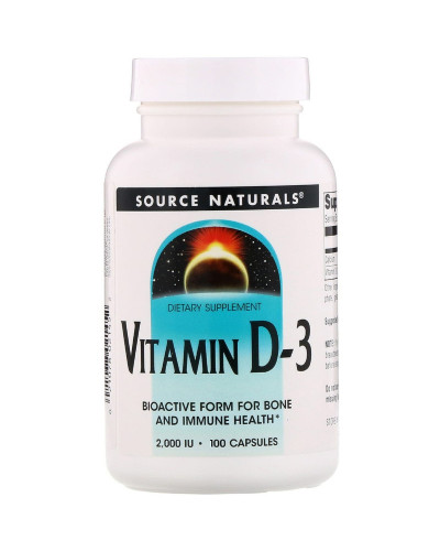 Витамин D3 2000IU, Source Naturals, 100 капсул