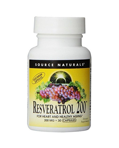Ресвератрол, 200 мг, Resveratrol, Source Naturals, 30 таблеток