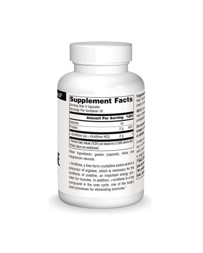 Орнітин, 667 мг, L-Ornithine, Source Naturals, 50 капсул