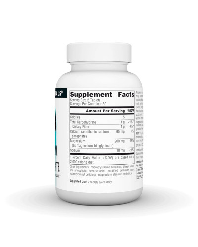 Магній Бісгліцинат, Magnesium Bis-Glycinate, Source Naturals, 60 таблеток
