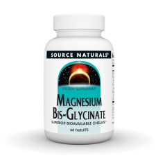 Магний Бисглицинат, Magnesium Bis-Glycinate, Source Naturals, 60 таблеток