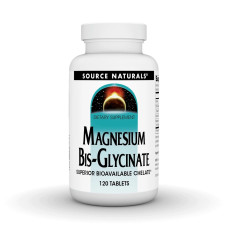 Магний Бисглицинат, Magnesium Bis-Glycinate, Source Naturals, 120 таблеток