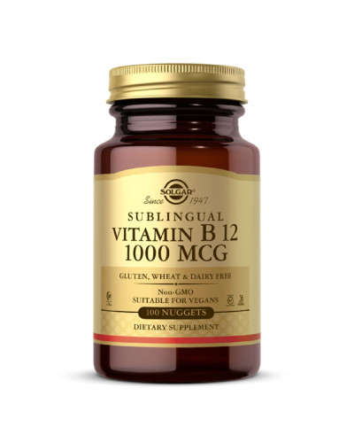 Вітамін В12, Сублінгвальний, Vitamin B12, Solgar 1000 мкг, 100 наггетсів